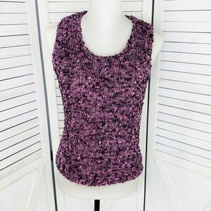 Units Petite Confetti Speckle Knit Sleeveless Tank Top‎ Purple Medium